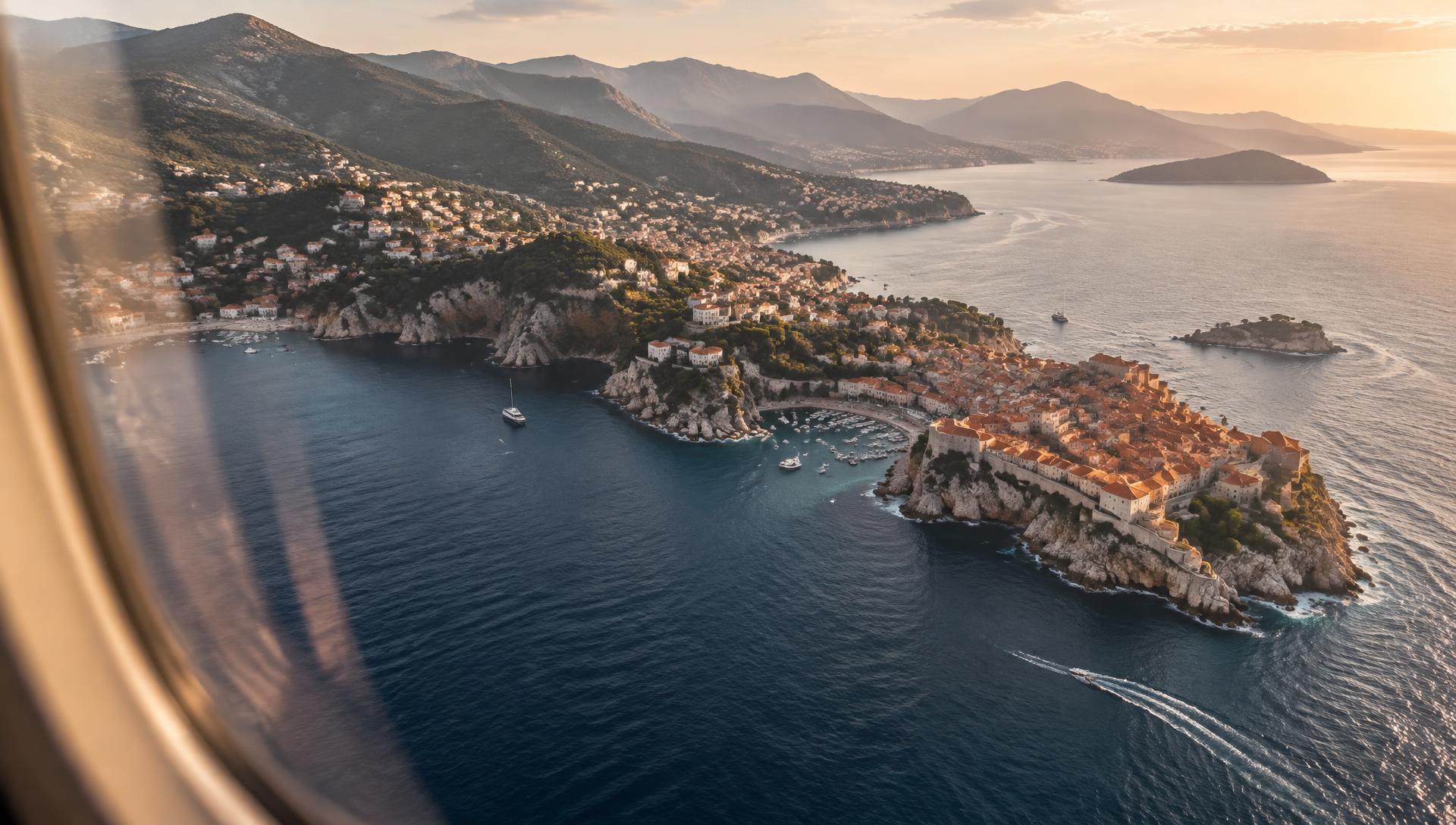 A coastal destination viewed from the air