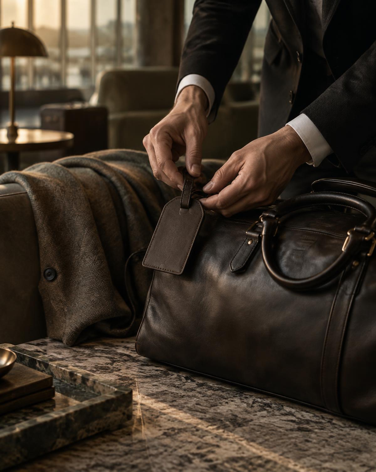 A travel advisor preparing a guest's luggage